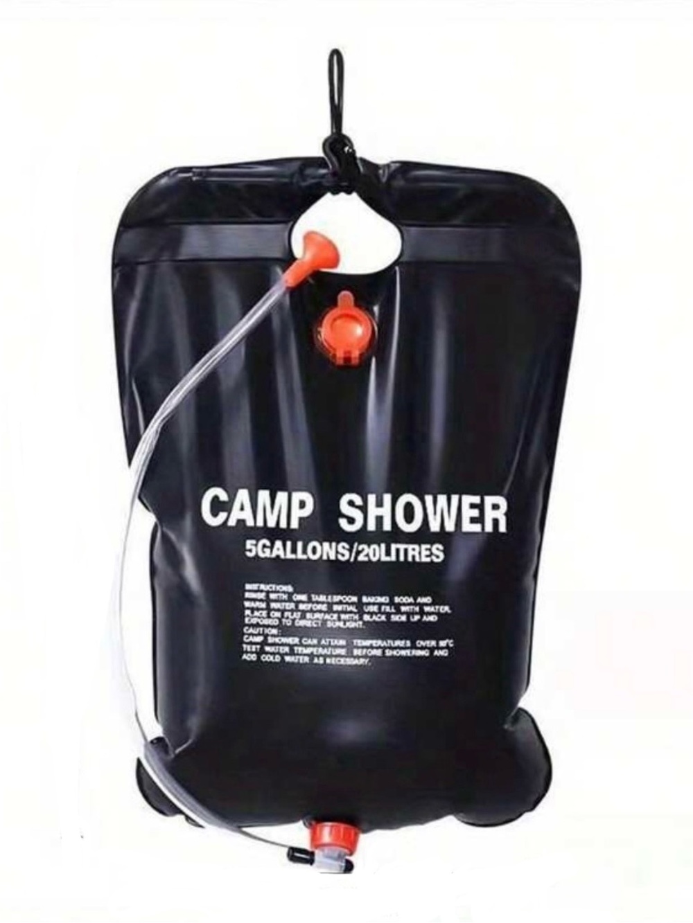 20L Portable Camp Shower Bag 5 Gallon Outdoor Camping Hiking Emergency Black
